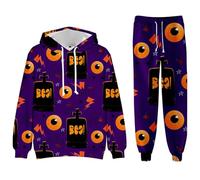 Generisch Conjunto de chándal para hombre con sudadera, pantalones informales, ajustados, estampados, para uso diario, para actividades al aire libre, forro polar, Other, S