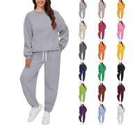 Generisch Conjunto de chándal para mujer con sudadera y pantalón de chándal Tallas grandes Ropa de ocio Cuello redondo Suéter de manga larga y pantalones de chándal 2 piezas Conjunto deportivo