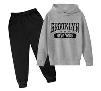 Generisch Conjunto de chándal para niños, sudadera con capucha deportiva, conjunto de jogging, set de ropa de invierno, sudadera con capucha para niños, suéter, set popular, sudadera impresa, ropa