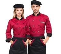 Generisch Conjunto de chaqueta de cocinero personalizada de manga larga para restaurantes y panaderías para hombre y mujer, unisex, uniforme de cocina, hotel, estilo profesional, chaqueta de panadería
