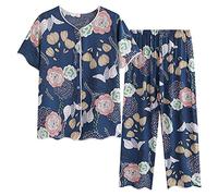 Generisch Conjunto de chaqueta de punto para mujer con pantalón largo estampado para un look informal cómodo, azul oscuro, 5XL