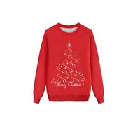 Generisch Conjunto de cuello redondo de manga larga con estampado navideño para padres e hijos para momentos familiares festivos en invierno, rojo, 4-5 Jahre
