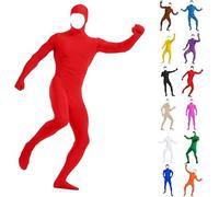 Generisch Conjunto de cuerpo completo unisex para mujer y hombre - Traje de Halloween y carnaval, Bodysuit de Slenderman naranja, Cosplay de segunda piel con cara abierta, mono para adultos, rojo, XL
