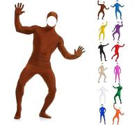 Generisch Conjunto de cuerpo completo unisex para mujer y hombre - Traje de Halloween y carnaval, Bodysuit de Slenderman naranja, Cosplay de segunda piel con cara abierta, mono para adultos, café, XL