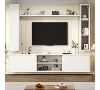 Generisch Conjunto De Mueble De TV De Pared Con Vitrinas, Incluye Tablero De TV, Estante De Pie Y 2 Estantes De Pared, Mueble De TV, De Pie Y Colgante, TV De Hasta 80', Blanco