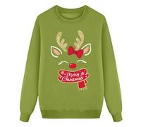 Generisch Conjunto de Navidad con bonito diseño de reno con puntos de copo de nieve, moda de punto para bebés y niñas, cómodo, suave, cuello redondo, sudadera de manga larga con leggings de invierno