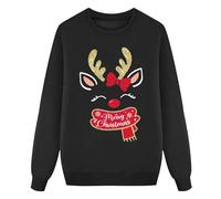 Generisch Conjunto de Navidad con bonito diseño de reno con puntos de copo de nieve, moda de punto para bebés y niñas, cómodo, suave, cuello redondo, sudadera de manga larga con leggings de invierno