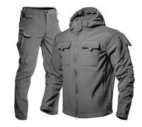 Generisch Conjunto de pantalones de invierno para hombre, térmico, cortavientos, para exteriores, ajustados, para senderismo, escalada, ropa de ocio, gris, XXL