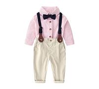 Generisch Conjunto de pantalones y pajarita para niños pequeños, 2 piezas, conjunto y juego, Rosa., 18-24 meses