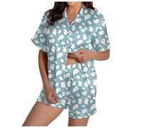 Generisch Conjunto de pijama de Halloween para mujer, conjunto de pijama de franela para mujer, juego de pijama de franela para la ropa de noche espeluznante, trajes de vacaciones, juego de pijama con