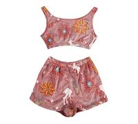 Generisch Conjunto de pijama para mujer con estrellas que brillan en la oscuridad, chaleco de pijama corto de felpa suave y pantalones cortos, ropa de dormir de franela acogedora de dos piezas con