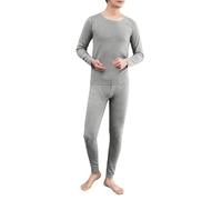 Generisch Conjunto de ropa interior térmica de terciopelo sintético para hombre, cuello redondo, ropa de otoño sin dejar rastro, camisa con pantalones de otoño, gris, 3XL