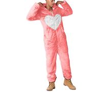 Generisch Conjunto de ropa para el hogar para mujer, tallas grandes | Pijama de manga larga para mujer, traje de invierno de una pieza, conjunto de pijama con cremallera para parejas