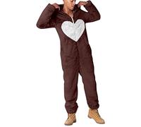 Generisch Conjunto de ropa para el hogar para mujer, tallas grandes | Pijama de manga larga para mujer, traje de invierno de una pieza, conjunto de pijama con cremallera para parejas
