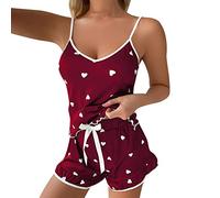 Generisch Conjunto de seda para mujer con tirantes de leche triturados para suave con amor, estampado transpirable, respetuoso con la piel, duradero, elegante, cómodo, fácil de limpiar, realza la