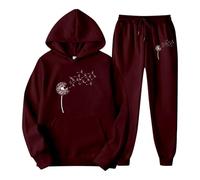 Generisch Conjunto de sudadera con capucha para mujer, de terciopelo suave con diseño de corazón, cómodo traje de ocio en, Rd3, S