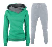 Generisch Conjunto de sudadera para mujer con cuello en cascada, diseño de bloque de colores, traje de dos piezas para ropa informal moderna con mangas largas pantalones, Gy1., XXL
