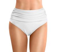 Generisch Conjunto de tankini para mujer de talla grande con pantalones cortos de playa con volantes altos para una cobertura completa al nadar, hacer deporte y yoga, Blanco, XXL