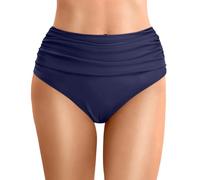 Generisch Conjunto de tankini para mujer de talla grande con pantalones cortos de playa con volantes altos para una cobertura completa al nadar, hacer deporte y yoga, azul oscuro, XXL