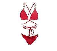 Generisch Conjunto de tankini para mujer, monocolor, ropa de playa, traje de baño separado, diseño moderno, bikini, secado rápido, protección cómoda, elástica, cuello en V, espalda descubierta, cordón