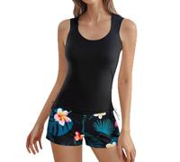 Generisch Conjunto de tankini para mujer Traje de baño moderno para playa y piscina. Elegante diseño hueco con estampado floral. Ideal para verano y otoño. Perfecto para nadar y actividades al aire