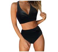 Generisch Conjunto de traje de baño para mujer, diseño de frontera, para playa, natación, moderno, cómodo, versátil, Negro , S