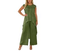 Generisch Conjunto de traje de ocio para mujer, tejido suave con parte superior y pantalones largos para mayor comodidad a la moda, verde, M