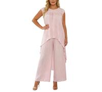 Generisch Conjunto de traje de ocio para mujer, tejido suave con parte superior y pantalones largos para mayor comodidad a la moda, Rosa., 3XL