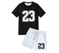 Generisch Conjunto de verano para hombre con diseño de impresión, traje de ocio de dos piezas, cuello redondo, camiseta corta con cordón para hombres activos, claro, 3XL