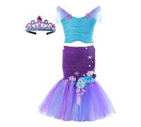 Generisch Conjunto de vestido de princesa con tutú para niñas, para cumpleaños, Halloween, fiesta, ropa de juego (púrpura, 3-4 años)