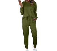 Generisch Conjuntos de 2 pijamas para mujer, pantalones de manga larga, ropa de salón, chándal, ropa informal, traje de Navidad, disfraz de Papá Noel, verde, L