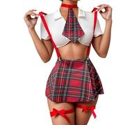 Generisch Conjuntos de lencería para mujeres seductoras emocionantes juegos de rol con acabado de encaje de alta calidad, ajuste cómodo para experiencias únicas, rojo, M