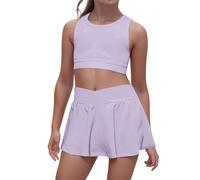 Generisch Conjuntos de ropa de juego para niñas y bebés, ropa de verano activa, chaleco, ropa deportiva casual para niños de 4 a 7 años, cintura elástica cómoda, Color lila claro., S