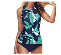 Generisch Conjuntos de tankini para mujer con cuello halter alto control para mujer, traje de baño de dos altos, abdomen, cintura, parte del cuello, tankinis conjunto de trajes de baño de verano,