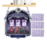 Generisch Contador de libros de madera con 30 placas numéricas para | Placa de madera de alta calidad para documentar libros leídos y sirve como decoración elegante para estantería, chimenea