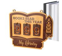 Generisch Contador de libros - Decoración de madera colgante para estantería | Rastreador de destino de lectura, para estudio, sala de estar, oficina en casa, esquina de lectura, pared y esquina