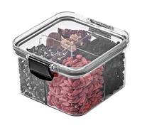 Generisch Contenedor hermético, transparente con 4 compartimentos | 4,09 x 2,6 pulgadas, 155 g de peso, 460 ml de capacidad, para el armario de la cocina, para la organización de refrigeración