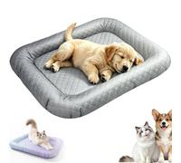 Generisch Coolings Mat for Dogs, Pet Cooling Pad Mat for Dogs and Cats, Portable Bed for Puppies Cats, Washable Ice Silk Self Cooling Pad for Crate, Sofá, Car, Indoor & Outdoor Summer Use (gris, XL)