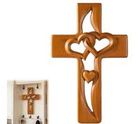Generisch Corazones intertwined tallados a mano, madera hecha a mano con corazones entrelazados, cruz de matrimonio tallada a mano para decoración de pared, regalo de San Valentín de boda (Llight