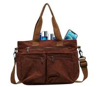 Generisch Corduroy Bag, Large Capacity College Tote Bag Shoulder Pockets, Travel Pack, Structured, Fanny Packs for Tissues, Parties, Poliéster, Beige, Black, Green, Brown, 36 cm, marrón, Siehe