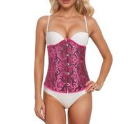 Generisch Corsé bajo el pecho para mujer, jacquard, moldeador, corpiño, semipecho, gótico, elegante, burlesque, traje sexy, corpiño de boda, corsé monocolor Bodyshape Hofgürtel grasa Tops, O rojo