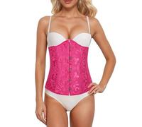 Generisch Corsé bajo el pecho para mujer, jacquard, moldeador, corpiño, semipecho, gótico, elegante, burlesque, traje sexy, corpiño de boda, corsé monocolor Bodyshape Hofgürtel grasa Tops, O Rosa
