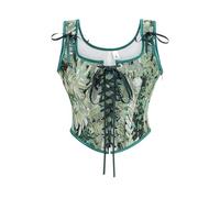 Generisch «Corsé medieval para mujer, elegante estampado floral y estampado, ideal para eventos históricos y fiestas de disfraces, reforzado para el apoyo, verde, S