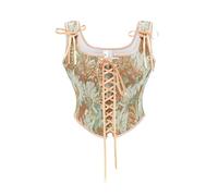 Generisch «Corsé medieval para mujer, elegante estampado floral y estampado, ideal para eventos históricos y fiestas de disfraces, reforzado para el apoyo, dorado, L