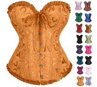 Generisch Corsé para mujer, para Halloween, para disfraz de Halloween, corpiño completo, corpiño de Navidad, cintura entrenadora, top para carnaval, ocio, gótico, vintage, corsé, G-oro., 5XL