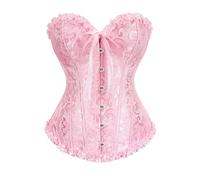 Generisch Corset bustier body à lacets fermeture éclair au dos, gaine amincissante pour mariage ou soirée, sous-poitrine. Idéal pour affiner la poitrine., Rosa., XXS