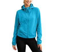 Generisch Cortavientos corto para mujer con capucha, chaqueta de entretiempo ligera a prueba de viento, chaqueta de entretiempo de un solo color, transpirable, chaqueta deportiva al aire libre, con