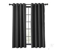 Generisch Cortina opaca ignífuga con ojales de bronce antiguo, aislamiento térmico, 228 cm de ancho x 182 cm de largo, color negro (1 panel)