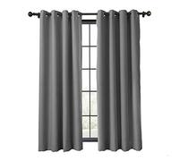 Generisch Cortina opaca ignífuga con ojales de bronce antiguo, aislamiento térmico, 228 cm de ancho x 182 cm de largo, color negro (1 panel)