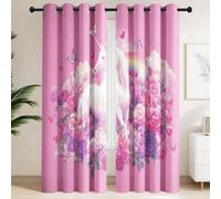 Generisch Cortinas opacas de unicornio de ensueño con ojales, románticas, cuentos de hadas, criaturas míticas, flores, dormitorio, salón, habitación infantil, juego de 2 unidades, 175 x 140 cm (alto x